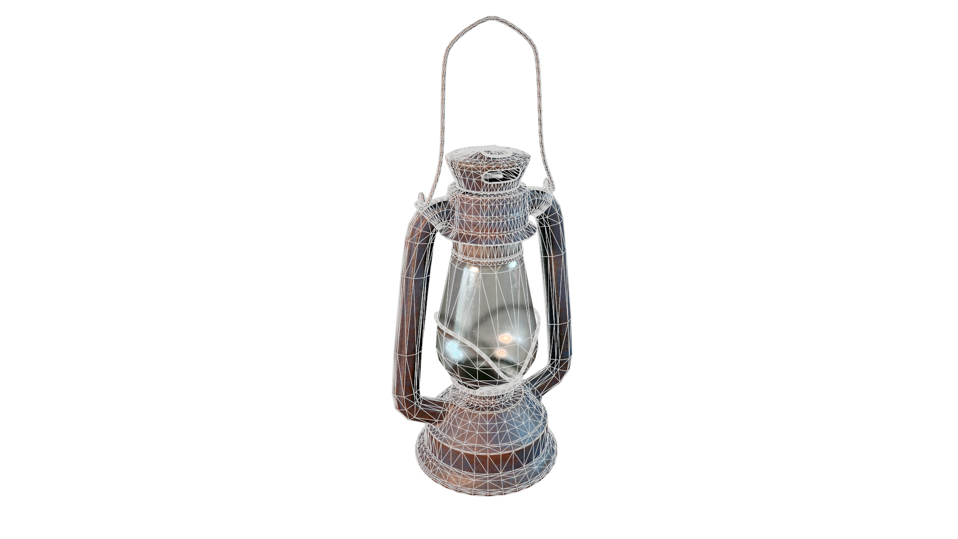 Old Oil Lamp Game Ready Wireframe